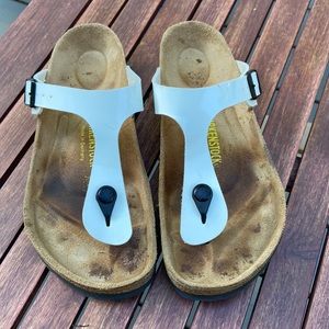 Birkenstock Patten Leather Gizeh Thong Ehite Size 40